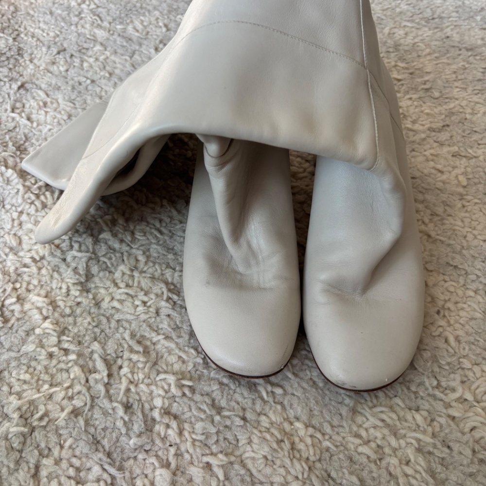 Loq Boots Knee High Heels Off White Glove Leather 37 7 - Picture 8 of 10